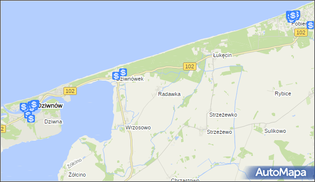 mapa Radawka, Radawka na mapie Targeo