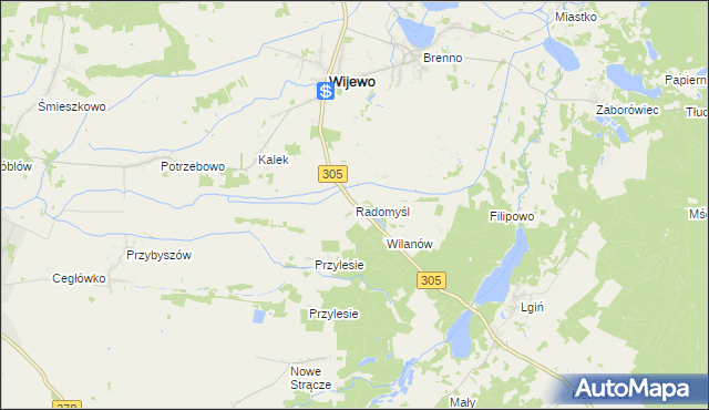 mapa Radomyśl gmina Wijewo, Radomyśl gmina Wijewo na mapie Targeo