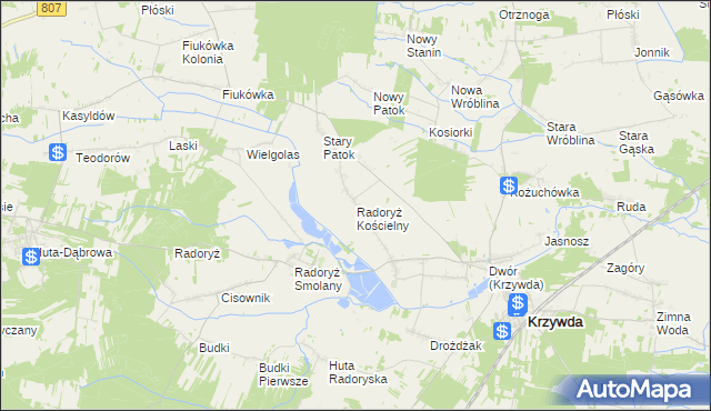 mapa Radoryż Kościelny, Radoryż Kościelny na mapie Targeo