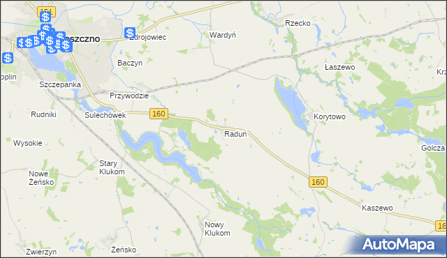 mapa Raduń gmina Choszczno, Raduń gmina Choszczno na mapie Targeo