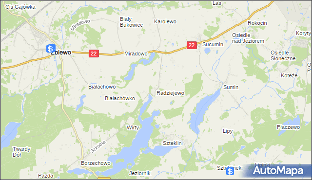 mapa Radziejewo gmina Zblewo, Radziejewo gmina Zblewo na mapie Targeo