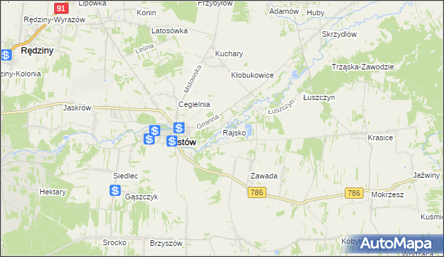 mapa Rajsko gmina Mstów, Rajsko gmina Mstów na mapie Targeo