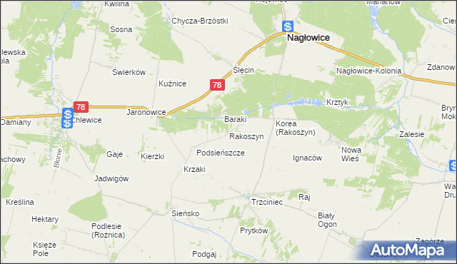 mapa Rakoszyn, Rakoszyn na mapie Targeo