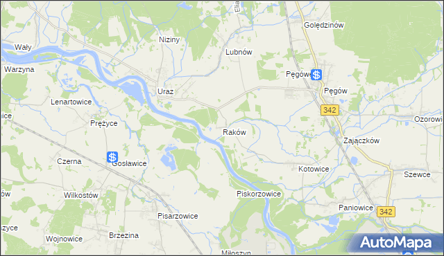 mapa Raków gmina Oborniki Śląskie, Raków gmina Oborniki Śląskie na mapie Targeo