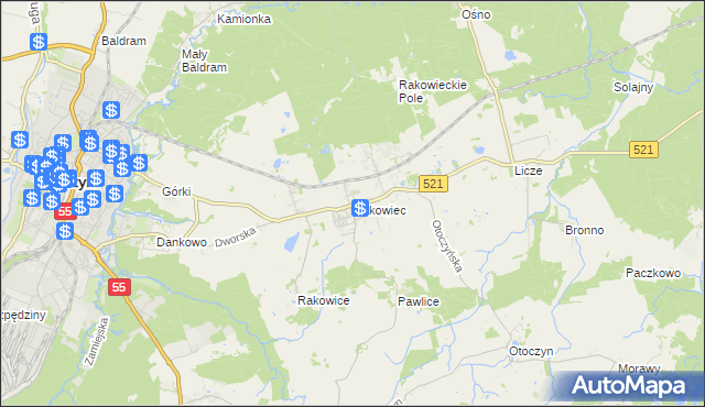 mapa Rakowiec gmina Kwidzyn, Rakowiec gmina Kwidzyn na mapie Targeo