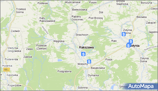 mapa Rakszawa powiat łańcucki, Rakszawa powiat łańcucki na mapie Targeo