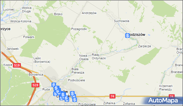 mapa Rataj Ordynacki, Rataj Ordynacki na mapie Targeo