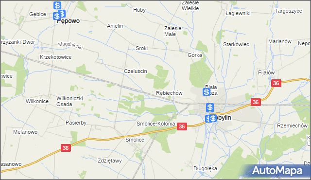 mapa Rębiechów, Rębiechów na mapie Targeo