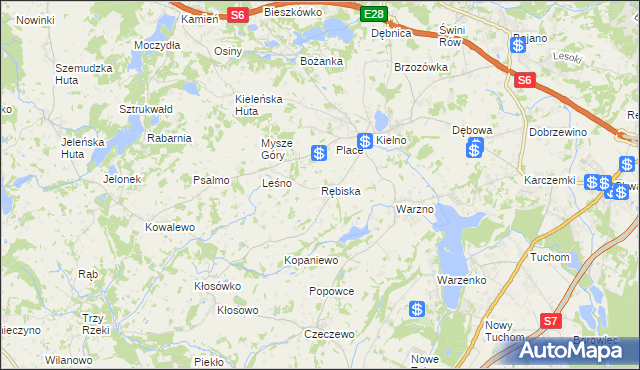 mapa Rębiska gmina Szemud, Rębiska gmina Szemud na mapie Targeo