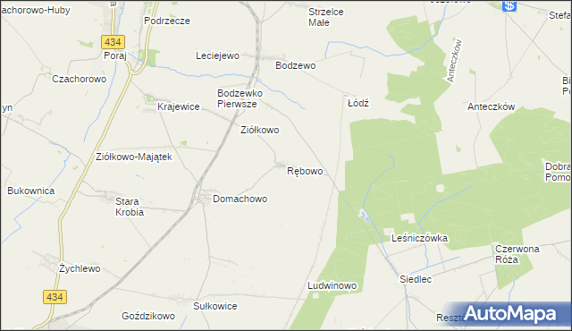 mapa Rębowo gmina Piaski, Rębowo gmina Piaski na mapie Targeo