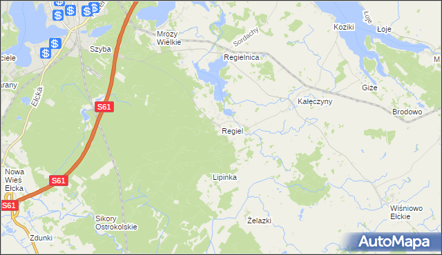 mapa Regiel, Regiel na mapie Targeo
