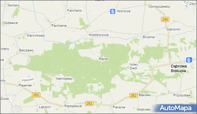 mapa Rejna, Rejna na mapie Targeo