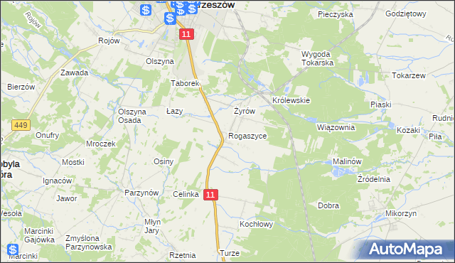mapa Rogaszyce gmina Ostrzeszów, Rogaszyce gmina Ostrzeszów na mapie Targeo