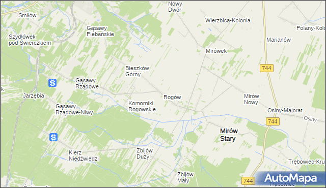 mapa Rogów gmina Mirów, Rogów gmina Mirów na mapie Targeo