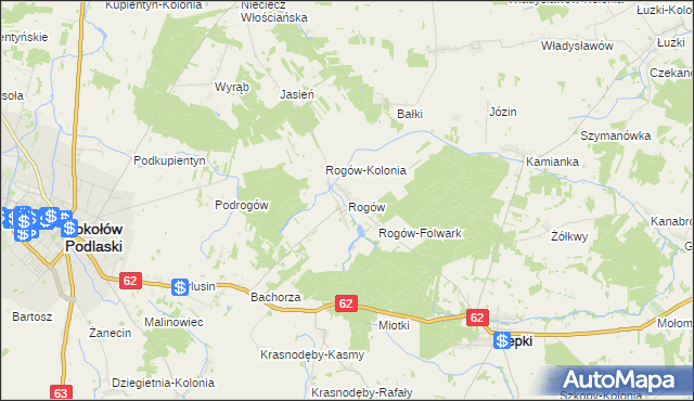 mapa Rogów gmina Repki, Rogów gmina Repki na mapie Targeo