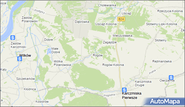 mapa Rogów gmina Wilków, Rogów gmina Wilków na mapie Targeo