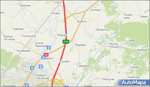 mapa Rogówko gmina Lubicz, Rogówko gmina Lubicz na mapie Targeo