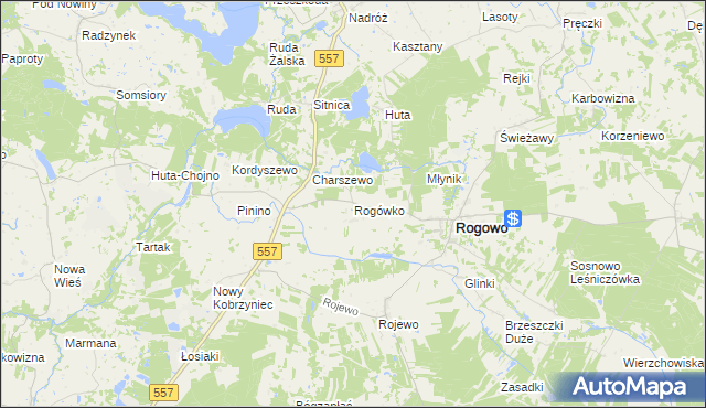 mapa Rogówko gmina Rogowo, Rogówko gmina Rogowo na mapie Targeo