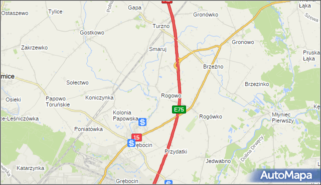 mapa Rogowo gmina Lubicz, Rogowo gmina Lubicz na mapie Targeo