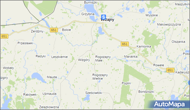 mapa Rogożajny Małe, Rogożajny Małe na mapie Targeo