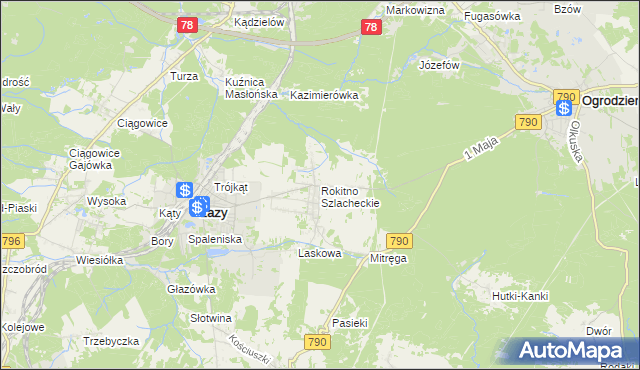 mapa Rokitno Szlacheckie, Rokitno Szlacheckie na mapie Targeo