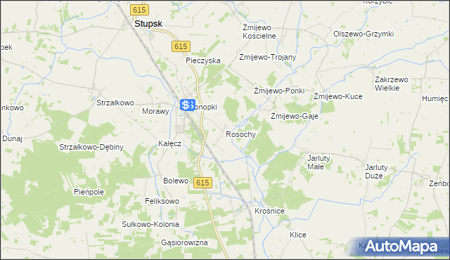mapa Rosochy gmina Stupsk, Rosochy gmina Stupsk na mapie Targeo