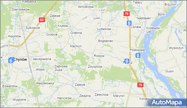 mapa Rososz gmina Chynów, Rososz gmina Chynów na mapie Targeo
