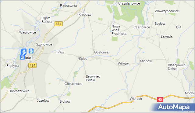mapa Rostkowice gmina Biała, Rostkowice gmina Biała na mapie Targeo