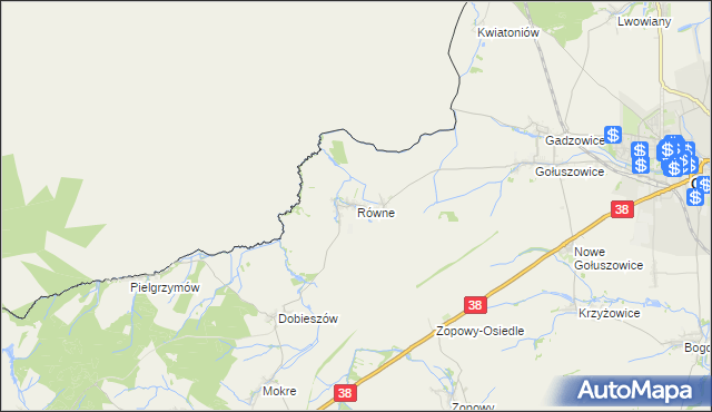 mapa Równe gmina Głubczyce, Równe gmina Głubczyce na mapie Targeo