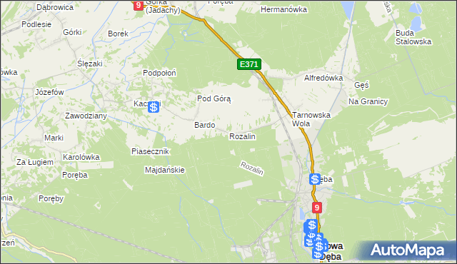 mapa Rozalin gmina Nowa Dęba, Rozalin gmina Nowa Dęba na mapie Targeo