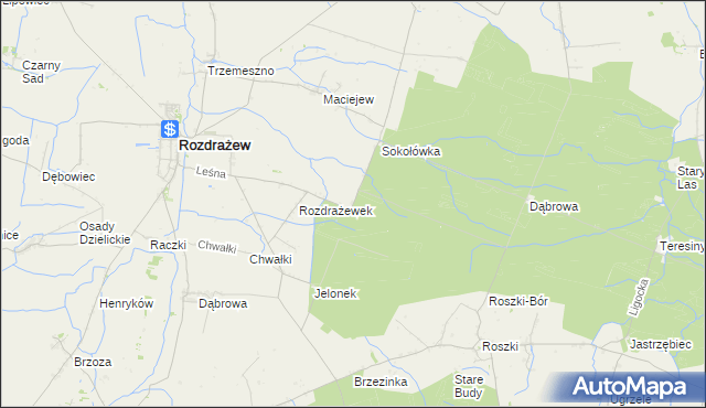 mapa Rozdrażewek gmina Krotoszyn, Rozdrażewek gmina Krotoszyn na mapie Targeo