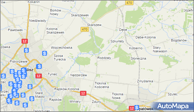 mapa Rożdżały gmina Opatówek, Rożdżały gmina Opatówek na mapie Targeo