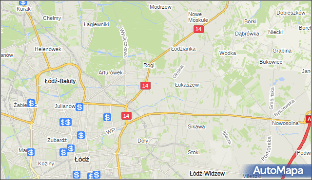 mapa Różki gmina Łódź, Różki gmina Łódź na mapie Targeo