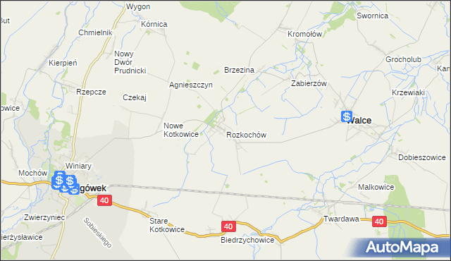mapa Rozkochów gmina Walce, Rozkochów gmina Walce na mapie Targeo