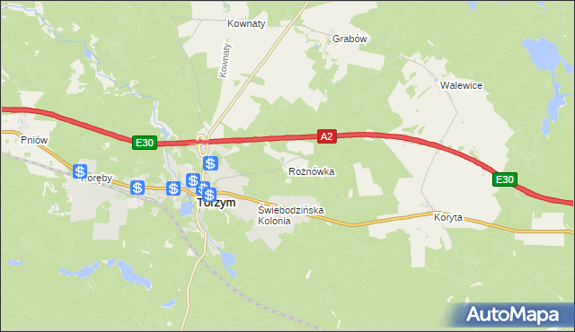 mapa Rożnówka, Rożnówka na mapie Targeo