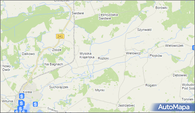 mapa Roztoki gmina Sośno, Roztoki gmina Sośno na mapie Targeo