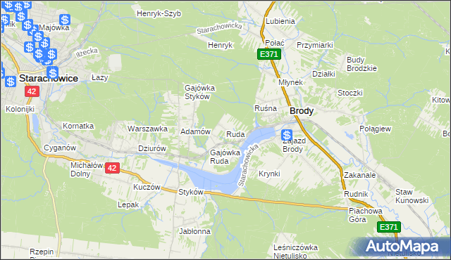 mapa Ruda gmina Brody, Ruda gmina Brody na mapie Targeo