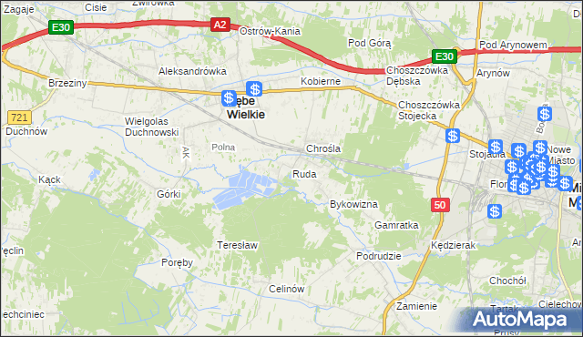 mapa Ruda gmina Dębe Wielkie, Ruda gmina Dębe Wielkie na mapie Targeo