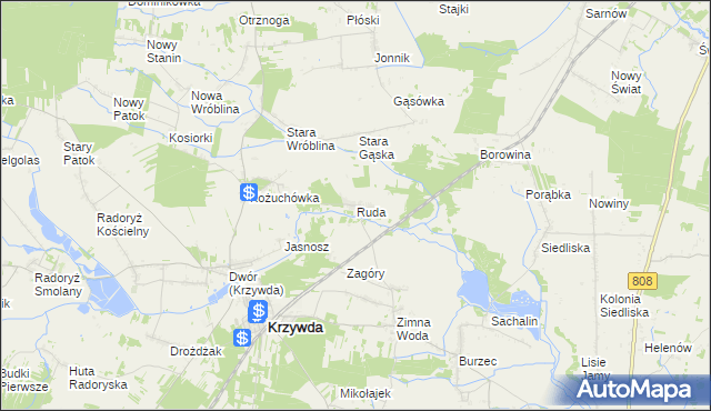 mapa Ruda gmina Krzywda, Ruda gmina Krzywda na mapie Targeo