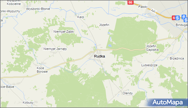 mapa Rudka powiat bielski, Rudka powiat bielski na mapie Targeo