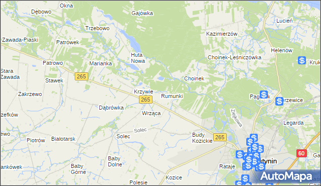 mapa Rumunki gmina Gostynin, Rumunki gmina Gostynin na mapie Targeo