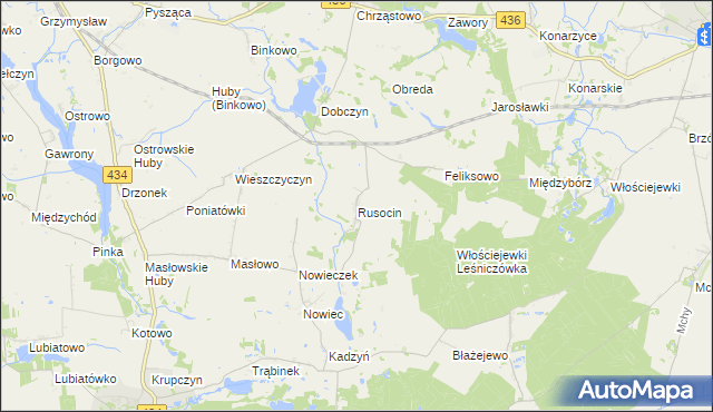 mapa Rusocin gmina Dolsk, Rusocin gmina Dolsk na mapie Targeo