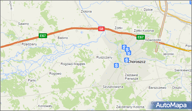 mapa Ruszczany, Ruszczany na mapie Targeo