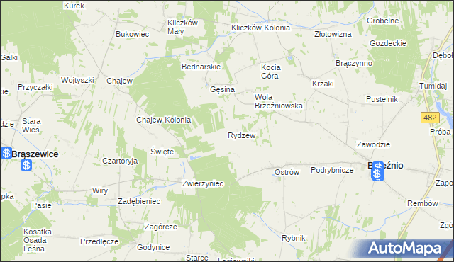 mapa Rydzew, Rydzew na mapie Targeo