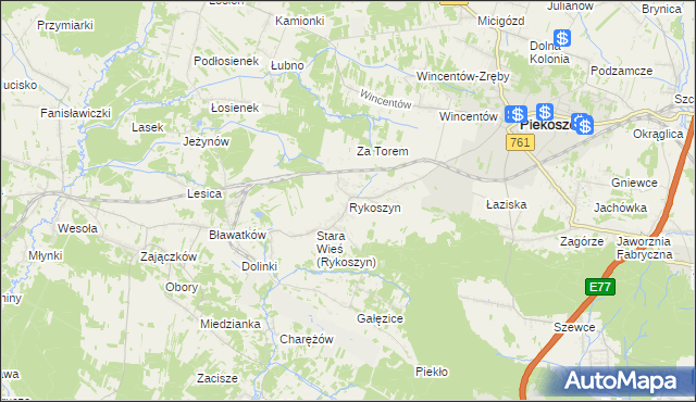 mapa Rykoszyn, Rykoszyn na mapie Targeo