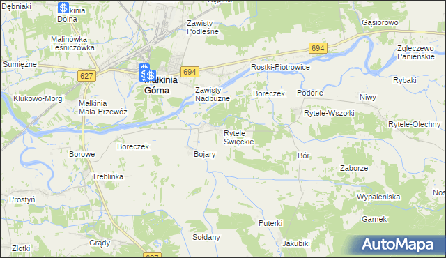 mapa Rytele Święckie, Rytele Święckie na mapie Targeo