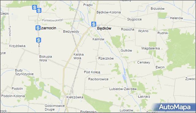 mapa Rzeczków gmina Będków, Rzeczków gmina Będków na mapie Targeo