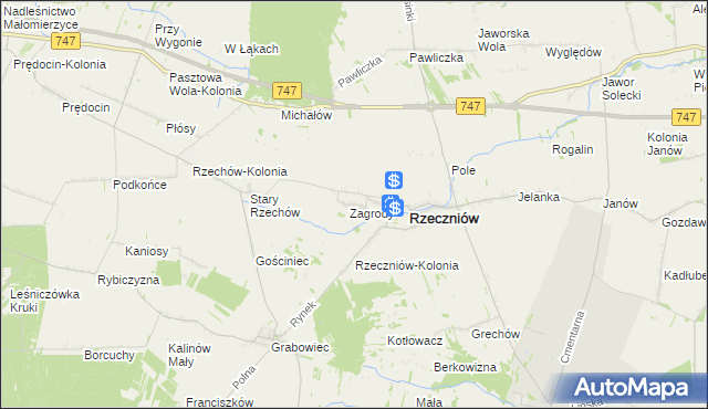 mapa Rzeczniówek, Rzeczniówek na mapie Targeo