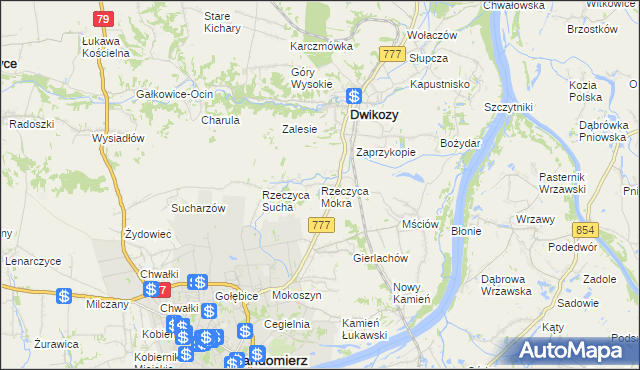mapa Rzeczyca Mokra, Rzeczyca Mokra na mapie Targeo