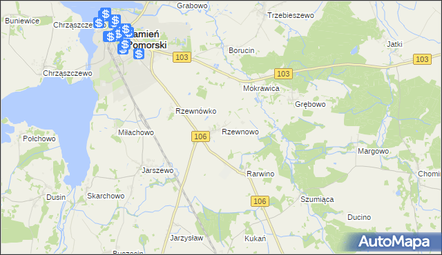 mapa Rzewnowo, Rzewnowo na mapie Targeo